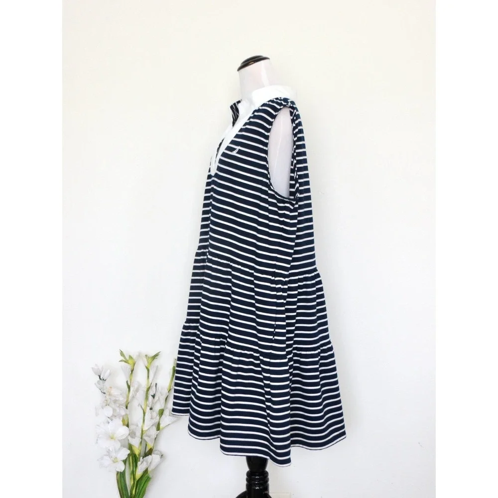 NEW! Nautica Jeans Striped Sleeveless Tiered Tank Dress Navy White SZ XXL - Picture 7 of 11